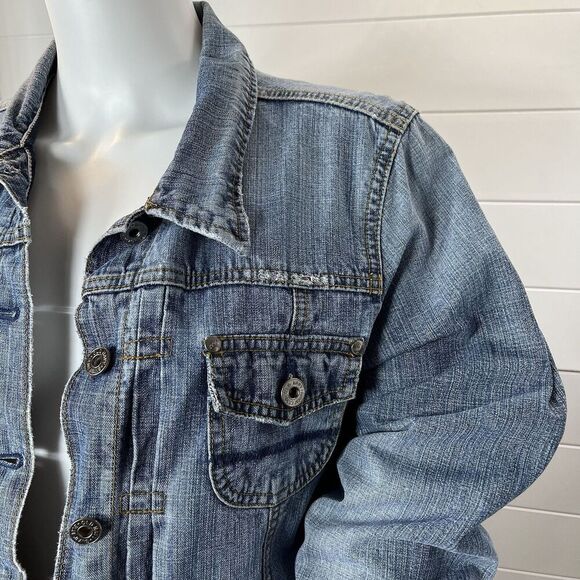 Vintage 1990's Y2K Distressed Hand Painted Hummingbird Floral Old Navy Jacket L - Picture 6 of 10